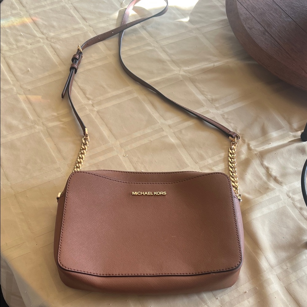 Michael Kors Brown Crossbody Bag with Gold Chain